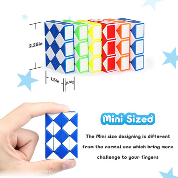 Ganowo 24 Pack Fidget Snake Cube  Mini Twist Puzzle Party Bag Fillers Bulk Toys for Kids Teens Birthday Stocking Stuffers Party Favors Supplies Goodie Bags Fillers  Random Colors