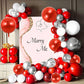 TONIFUL 16Pcs Large Red 4D Giant Round Foil Balloon 4D Mirror Metallic Mylar Sephere Balloons for Christmas New Year Birthday Pa