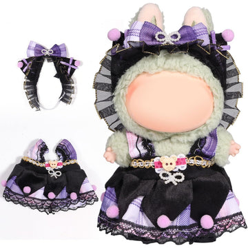 AICase for Labubu Clothes/for Labubu Outfits Clothes Set for 17cm Lububu Doll 3 Piece Set Hat Clothing for LA BUBU  Boys and Girls Stylish Adorable Dolls Clothes Accessories (No Doll)_02