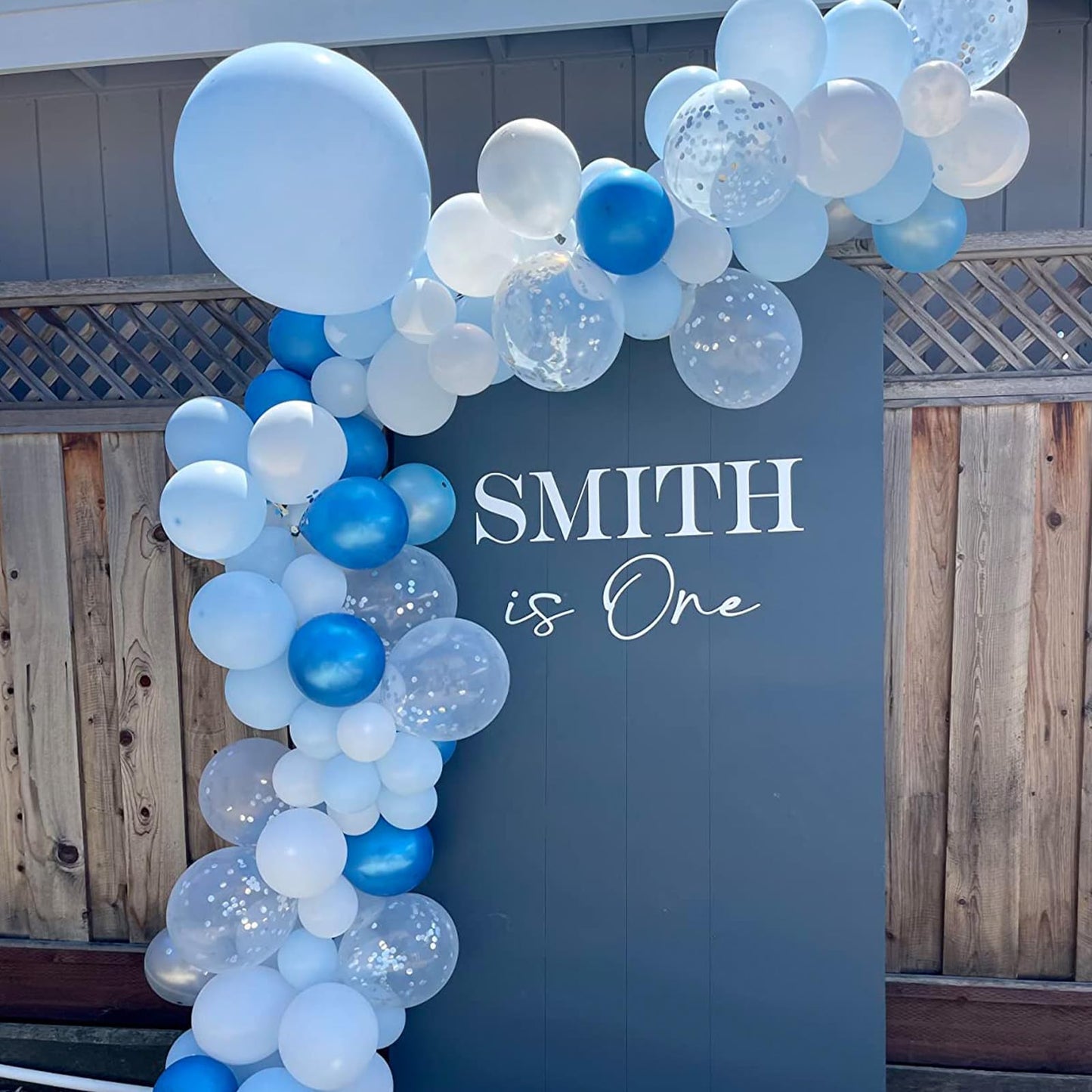 Metallic Blue Silver Balloons Garland Arch Kit, 117Pcs 18/12/10/5 Inch Chrome Blue Light Blue White Sliver Confetti Balloons For