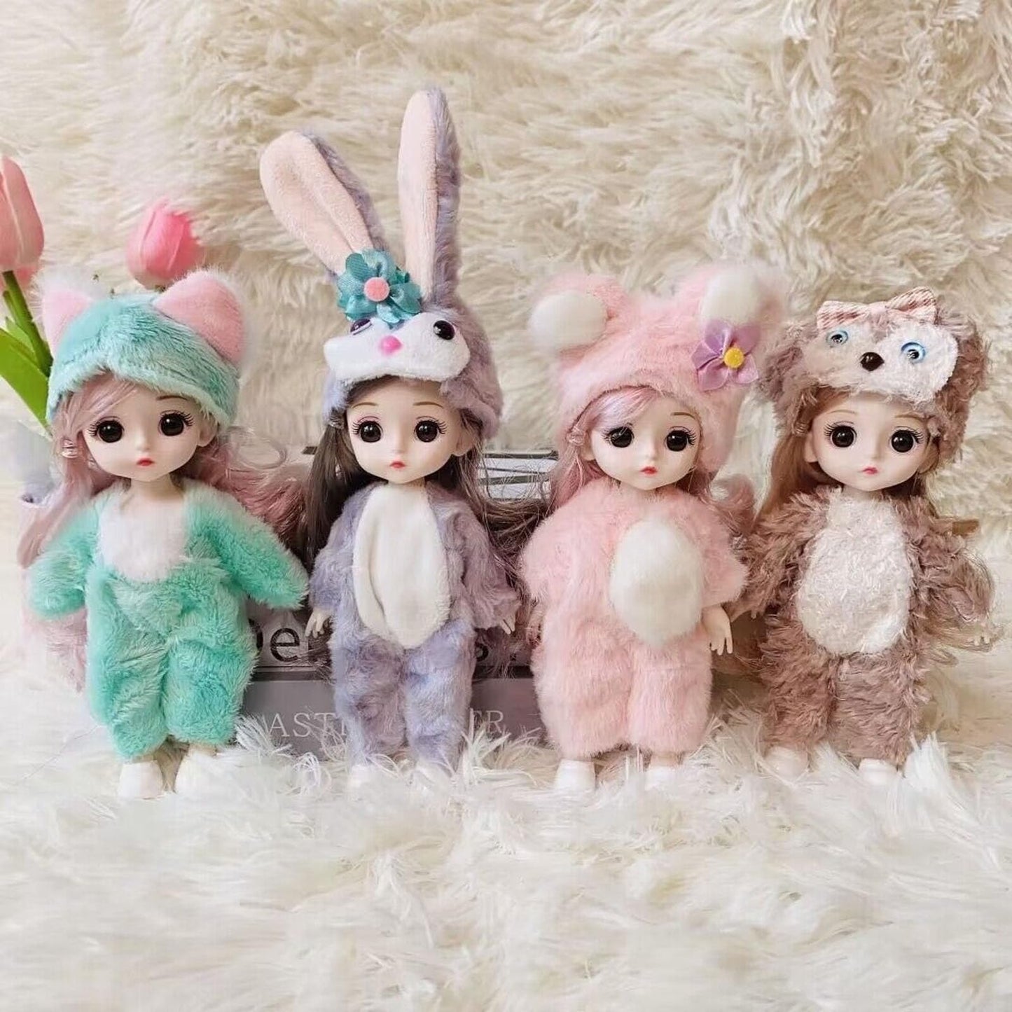 Sufeasdf 4 Pcs 6 Inch Princess Girl Mini Cute Dolls, Sister Small Princess Dolls, Miniature Dolls Little Girl For 3+ Year Old Gi