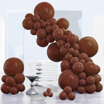 PartyWoo Brown Balloons Pack - 138 pcs, 18"/12"/10"/5" Rubber Balloons for Birthday Decorations, Chocolate Brown F08