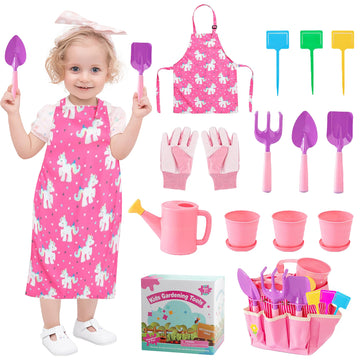 Wnj Kids Gardening Tools Set, Garden Toy Kit, With Handbag, Rake, Shovel, Trowel, Watering Can, Gloves, Handbag, Flower Pot, Diy