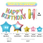 Happy Birthday Balloons Banner, Rainbow Happy Birthday Foil Balloons 16 Inch Mylar Foil Letter Balloons With 8 Pcs Gradient Blue