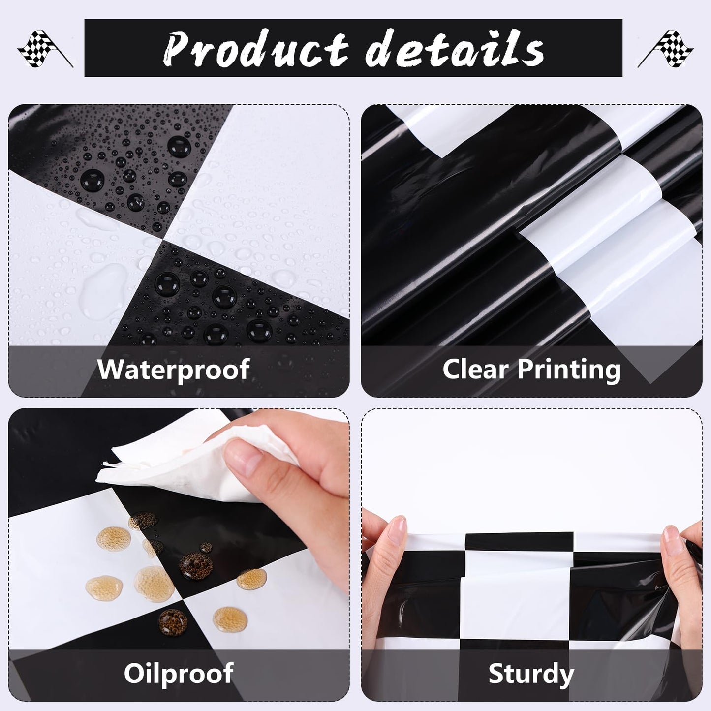 Kesfey 3 Packs Race Car Plastic Table Cloths 54 X 108 Inch Race Car Road Birthday Party Supplies Race Track Tablecloth Black Che