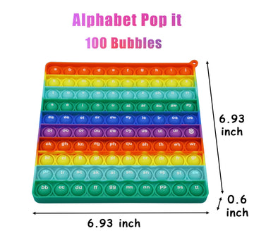 PETBSNVB Fidget Game Board, Silicone, Rainbow, 8 inch, CVC Word & Phonics for Kids 1-3 Years, Montessori Educational Toy