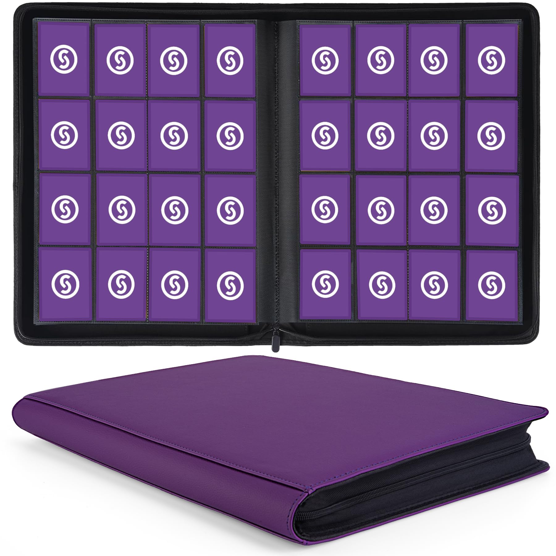 1000+ Pockets Trading Card Binder  enhanced 16 Pocket Card Binder  Ringless Side Loading Collection Album Holder Folders for MTG  TCG  Game Cards & Sports Cards (Purple)