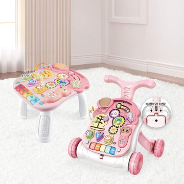 Baby Sit-To-Stand Learning Walker, 2 In 1 Baby Walker For Girls Boys, Educational Baby Push Walkers With Entertainment Activity