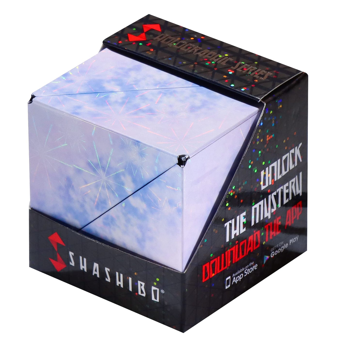 SHASHIBO Shape Shifting Box - Award-Winning  protected designed Fidget Cube w/ 36 Rare Earth Magnets - Transforms Into Over 70 Shapes  Download Fun in Motion Toys Mobile App (Holographic - Polar)