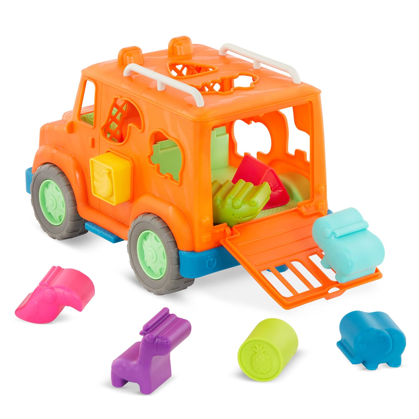 Wonder Wheels by Battat - Recyclable Toy Truck with Animal and Fruit Shapes - 9pc Developmental Toy for Kids, Toddlers - Safari