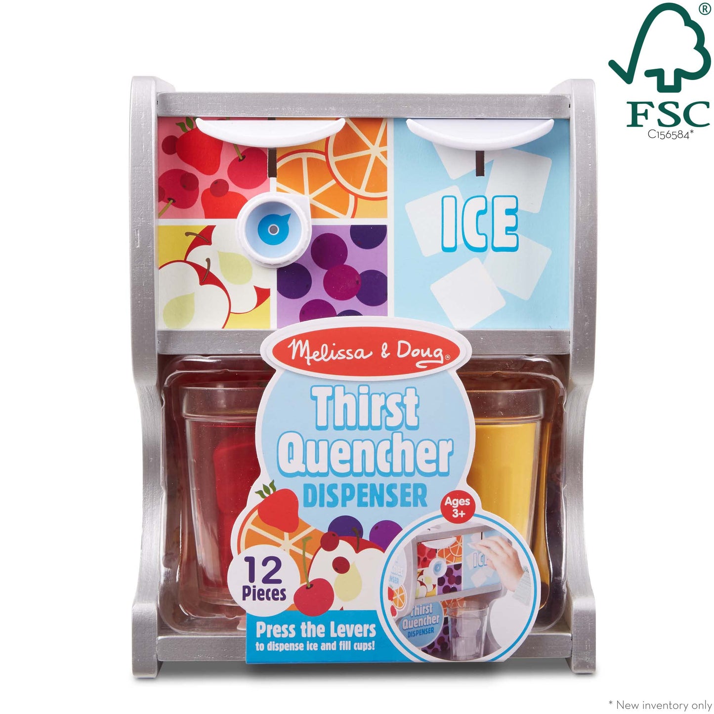 Melissa & Doug Wooden Drink Dispenser Set with Cups, Juice Inserts & Ice Cubes - Multi-color, 11.2 x 8.65 x 5.3, Model 9300