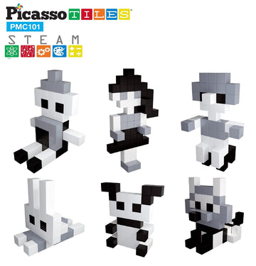 Picassotiles 101 Pieces 1'' Magnetic Toy Building Block Cubes Building Block, 3D Cube Construction Cubes Magnet Sensory Toys Gif