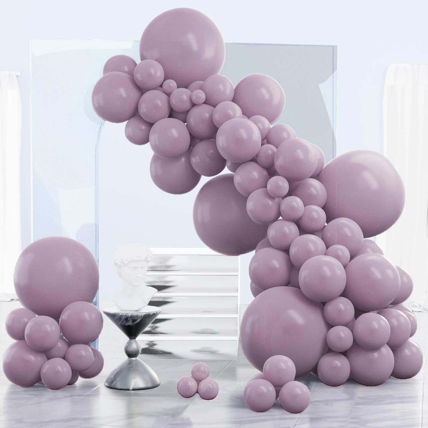 Partywoo Dusky Purple Balloons, 140 Pcs Boho Purple Balloons Different Sizes Pack Of 18 Inch 12 Inch 10 Inch 5 Inch Pale Purple Balloons For Balloon Garland Arch As Party Decorations, Purple-F29
