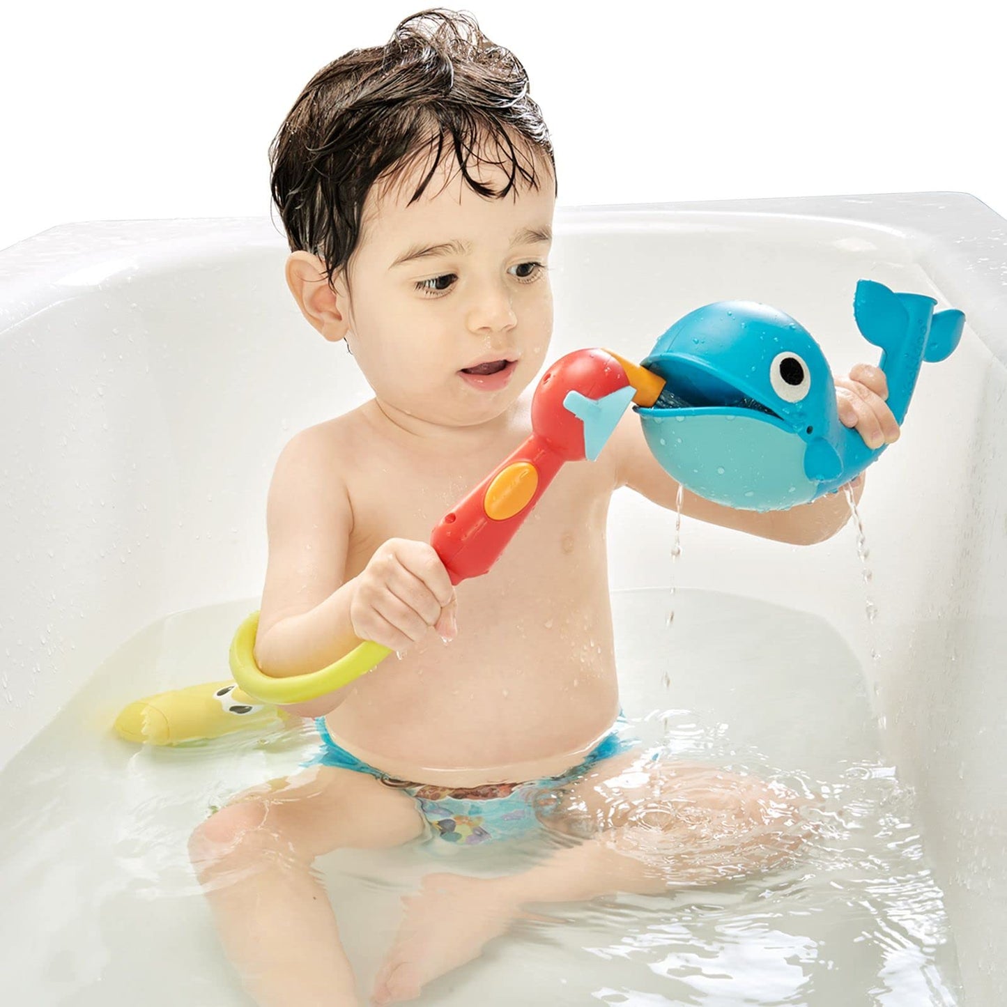 Yookidoo Baby Bath Toy (Ages 1-3)- Submarine Spray Whale With Hand Pump and Hose - Mold Free Battery Operated Toddler Water Toy