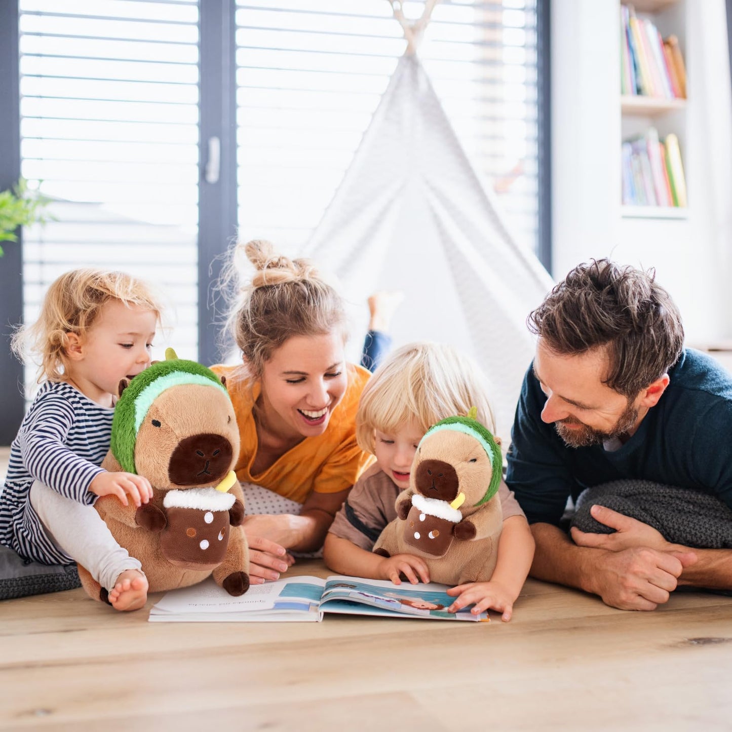 Achwishap Capybara Plush Toy - 12” Brown Stuffed Animal with Avocado Hat - Cute Kawaii Gift for Kids and Adults