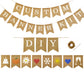 Custom Banner Kit With Holiday Flags, 109 Burlap Flags, Includes 95 White Printed Letters Numbers & Symbols, 14 Holiday Picture