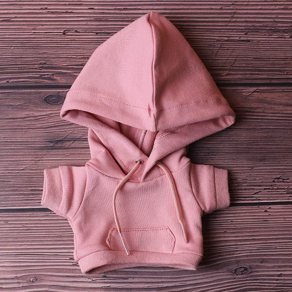 Niannyyhouse 8In(20Cm) Plush Doll Clothes Hoodies With Pocket Jeans Doll Dressup (Pink)