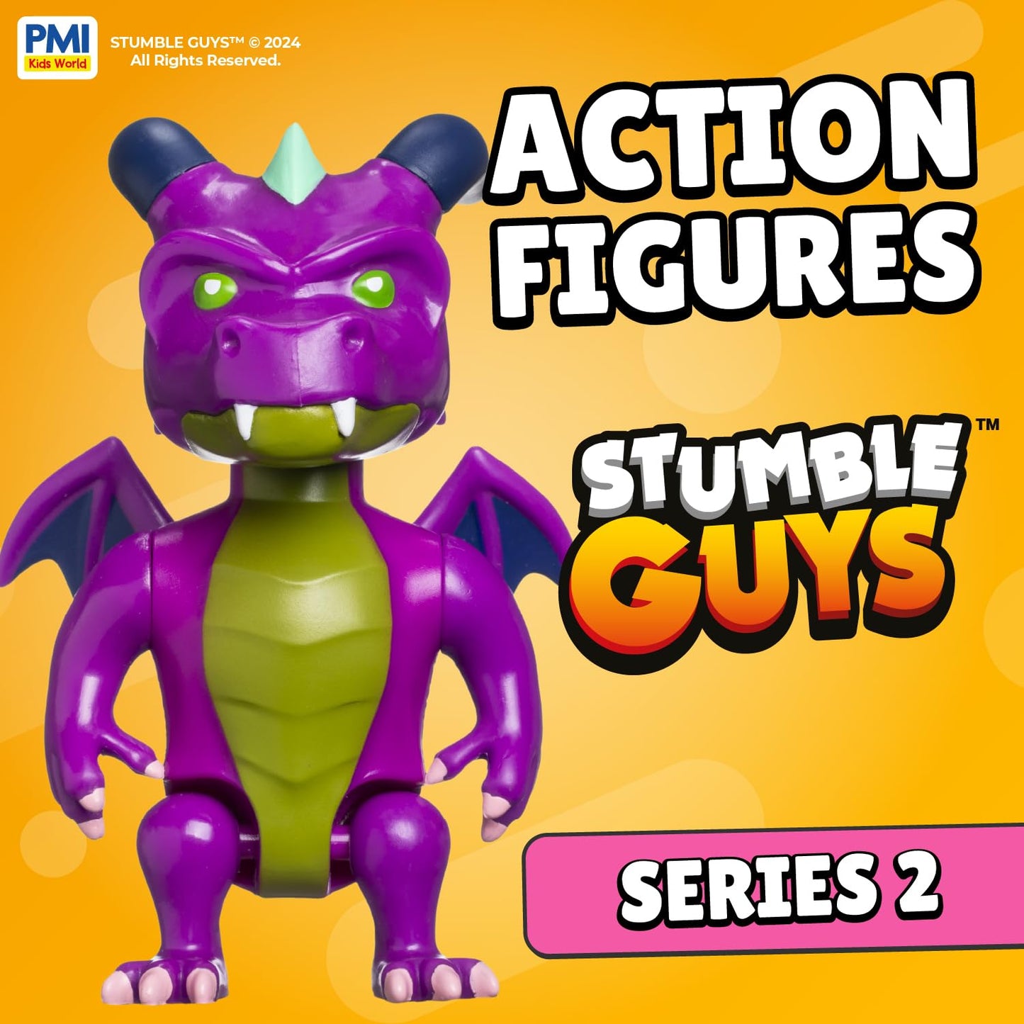 Stumble Guys Series 2 | Articulated Action Figure - 4.5 Collectible Toy | 1-Pack Window Display Box with Hidden Stickers | 4 Unique Characters to Collect (Dusk Dragon)