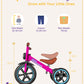KRIDDO Kids Tricycle, 12 Inch Puncture Free Rubber Wheel w Front Light, Adjustable Seat Height, Gift for 2-5 Year Olds, Pink