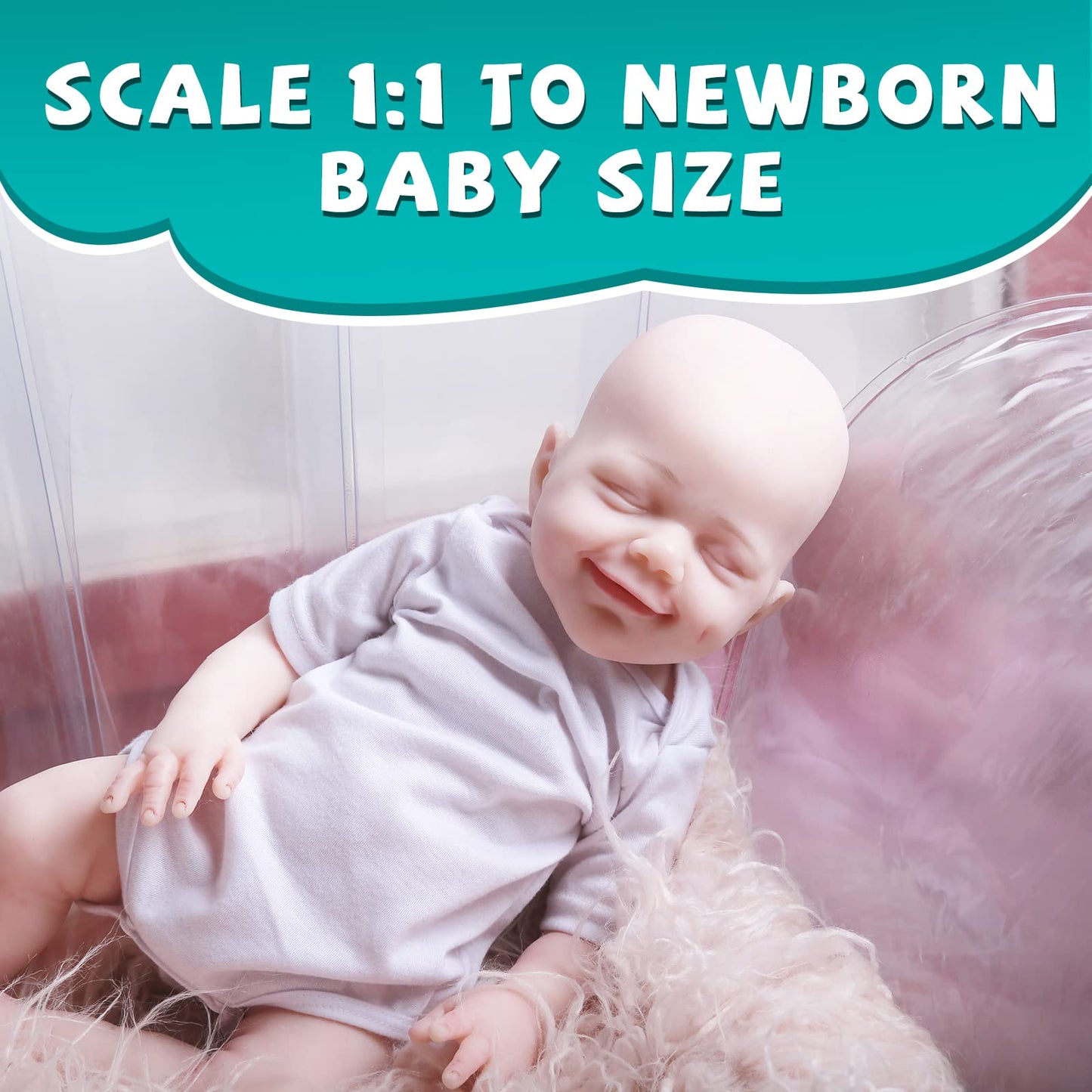 Aisite Unpainted Reborn Baby Dolls Girl - 18 Inch Realistic Silicone Baby Doll, Christmas&Birthday Gifts, Suitable For 3+