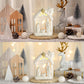 Cindeer Nativity Set for Christmas Indoor,Ceramic Nativity Scene with Light, Porcelain Statue Sculpted Hand Painted Figurine, Ho