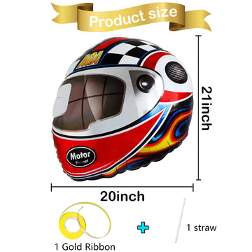 Stcomart 6 Pcs 20 Inch Motor Helmet Balloons For Boys Birthday Party, Race Car Theme Party Supplies