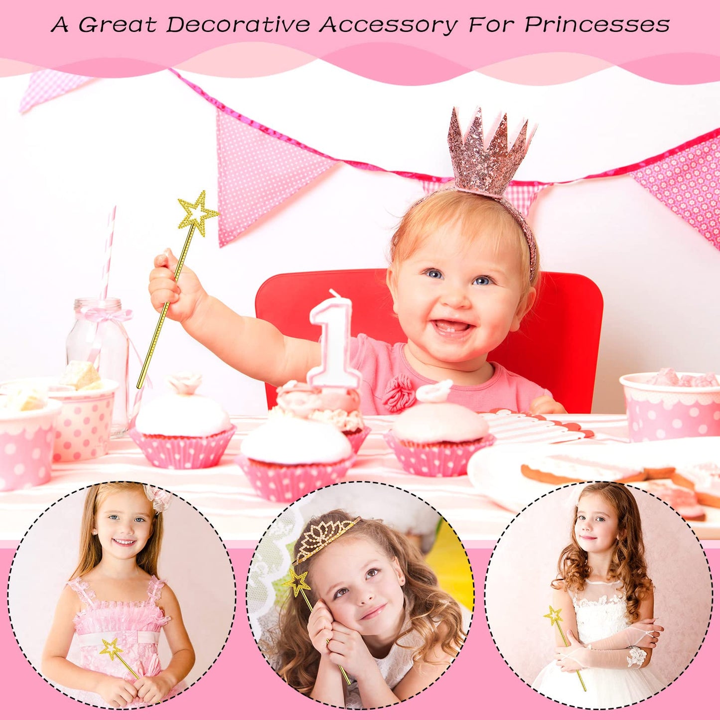 Meanplan 36 Pcs 13 Inch Fairy Wands Princess Magic Star Wands Fairy Angel Witch Sticks Fairy Costume Accessories for Women Girls