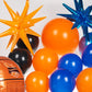 Kozee Orange Blue Black Basketball Balloon Garland Kit 135Pcs With 4D Starburst Basketball Balloons For Boy&Girl Sport Theme Par