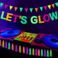 Outus Neon Party Supplies Includes Lets Glow Banner 20 Pieces Neon Paper Tassels and Neon Triangle Flag Glow in The Dark Party