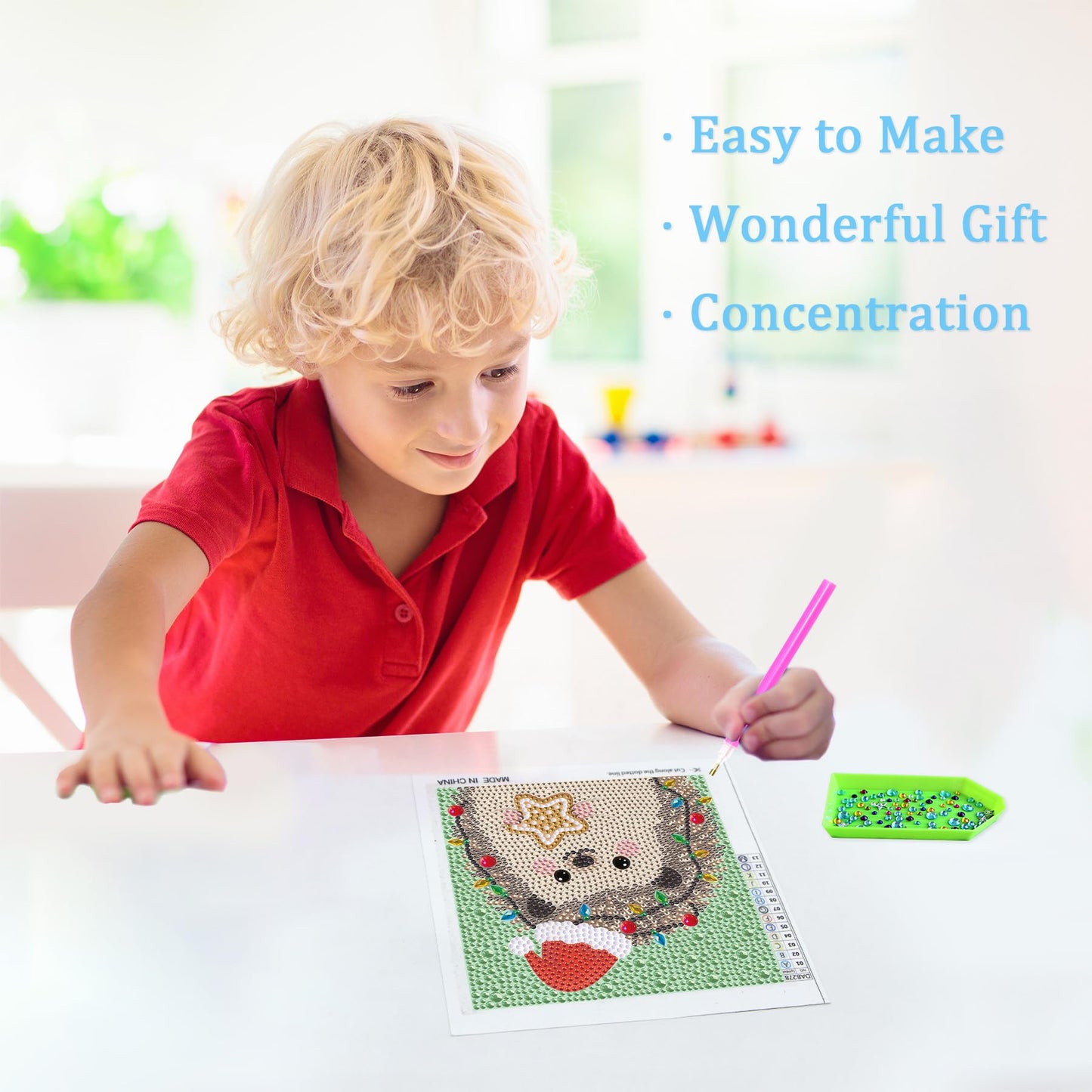 Libfx Diamond Art Kits for Kids with Frame Diamond Art for Girls Boys Beginners Arts and Crafts Ages 8-12 Birthday Gifts (Christ