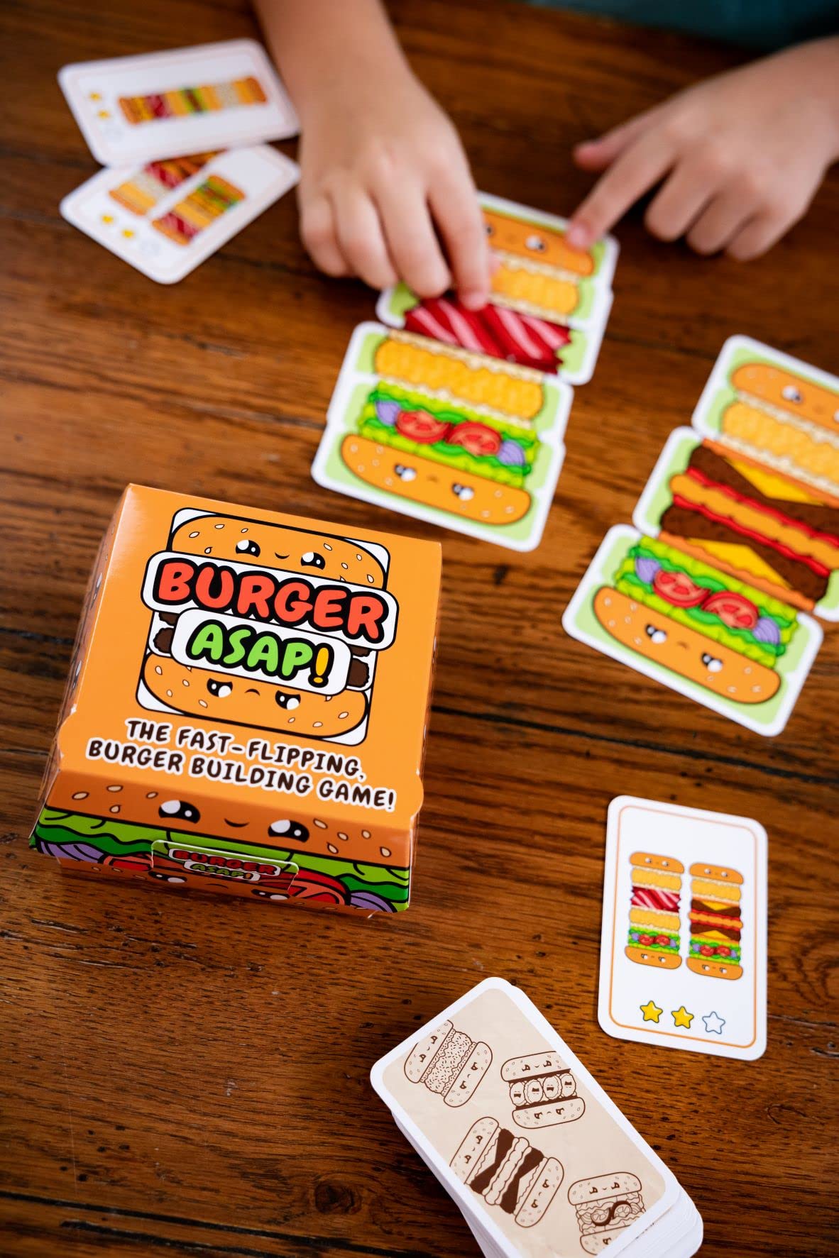 Blue Orange Burger ASAP! Speed Matching Card Game for Kids & Family, 2-5 Players, Ages 7+, Cardstock, Orange, Model MIXBUR01US