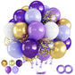 Jobkoo Purple White 60Pcs Balloon Set For Girls Birthday, Princess Themed With Gold Confetti, 12-Inch Latex Balloons For Baby Sh