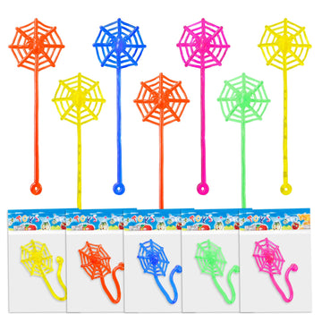 Yeetec 12 Pack Sticky Spider Web Cobweb Sticky Hands Stretchy Sensory Toys for Halloween Party Favors, Birthday Party Supplies B