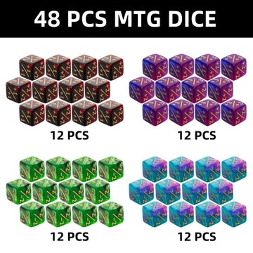 Magic The Gathering Counter Dice Set 48 Pcs D6 MTG Dice Life Counters Tokens Dice for Magic Card Game Accessories with 6 Pcs Dra