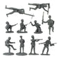 BMC Toys WW2 D-Day Plastic Army Men Set - 34 Soldier Figures, Medium Size, Od Green/Tan/Gray, Model BMC-40024