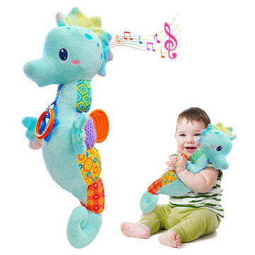 Fuzqq Baby Toys 0-6 Months,Infant Musical Stuffed Animals Soft Toy With Bright Colors,Crinkle Sound Paper, Multi-Textures & Ratt