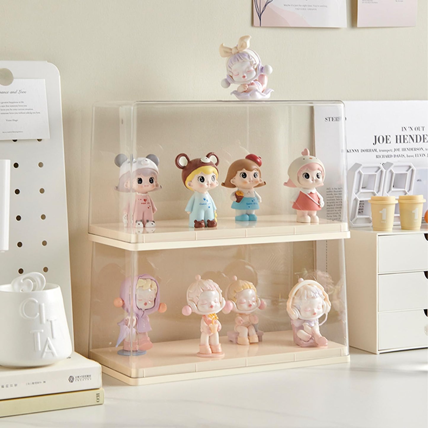 Display Case for Minifigures Action Figures Blocks, Display Box for PopMart Sonny Angel Figures, Large Capacity Display Box with