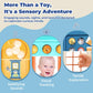 SOCBTNSO Busy Board for Toddlers, Travel Toy, Medium Cube, Plastic, Multi-Color (White, Purple, Green, Brown, Red, Yellow)