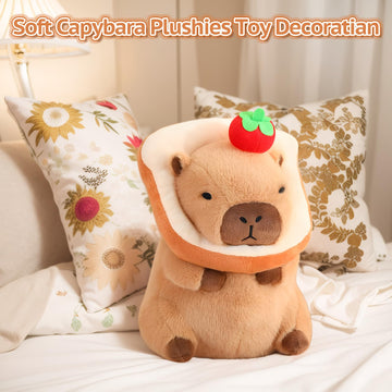Nxnynz Cute Capybara Plush With Bread Kawaii Soft Apple Capybara Stuffed Aniamls Capybara Plush Toys Hugging Gifts Kids Girls Bo