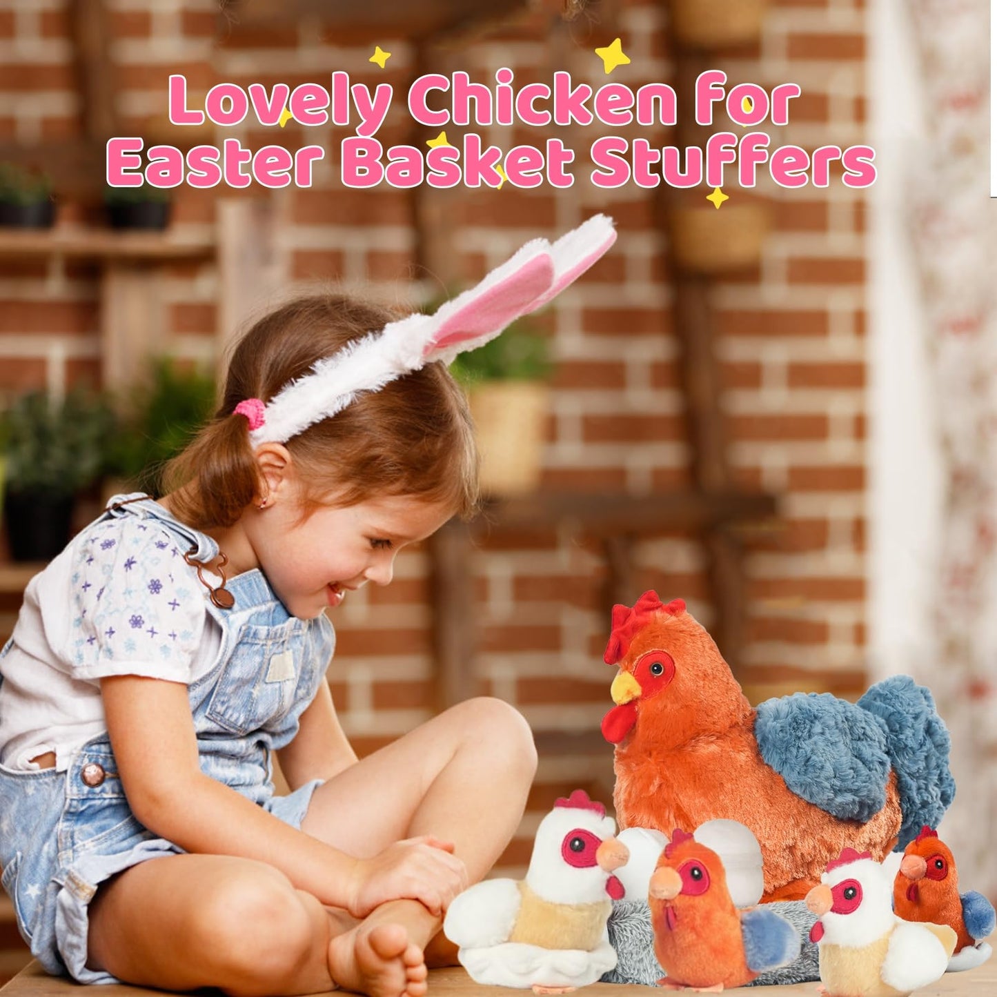 XYHQYB 9 in 1 Chicken Stuffed Animals, Stuffed Chicken Plush Toy Egg Laying Hen with Zippered Belly, Mommy Hens with Baby Chicks