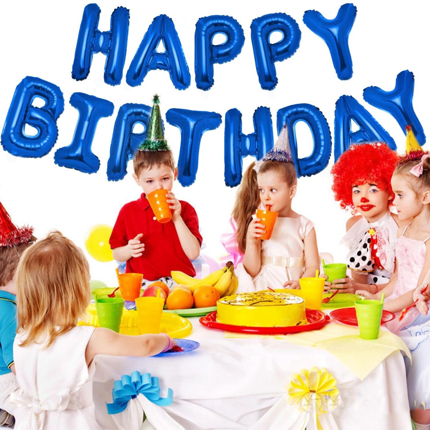 Pigetale 16 Inch Royal Blue Happy Birthday Balloon Banner, 13Pcs Letters With Aluminum Foil Inflatable Decorations, Unisex Party
