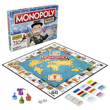 Hasbro Gaming Monopoly Travel World Tour Strategy Board Game For Family & Kids, Classic Gameplay With Geography Twist, Includes Dry-Erase Gameboard & Token Stampers, Ages 8+