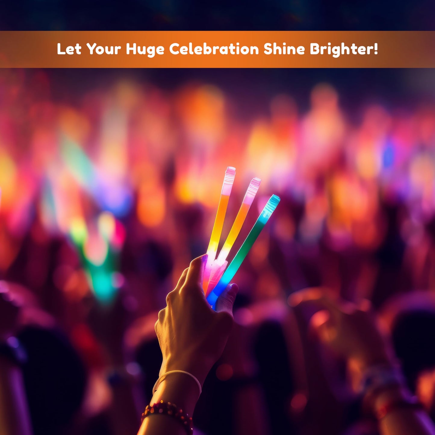 Glow Fever Glow In The Dark Sticks - 50 Ct 6' Glow Sticks Bulk Party Pack With End Caps & Lanyards - Glow Party Favors For Concert, Festival, & Wedding Neon Light Sticks By Party Dragon, Multi