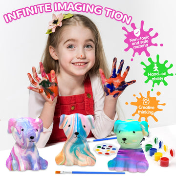 Hapmars Paint Your Own Dog Lamp Kit 2Pcs, Diy Dog Art Craft Painting Kits For Girls Boys Kid Age 4 5 6 7 8 9 10 11 12+, Art Supp