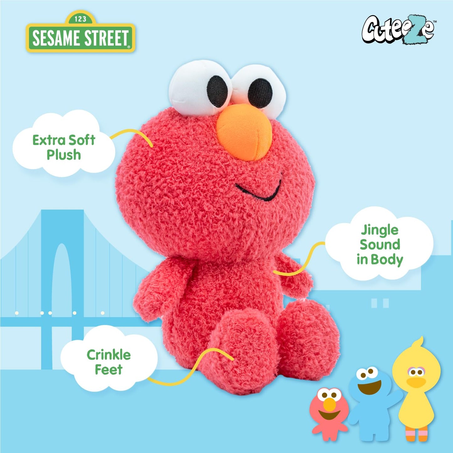 Kids Preferred Sesame Street Elmo Baby'S First Cuteeze Plush Stuffed Animal For Babies And Infants - 12 Inches