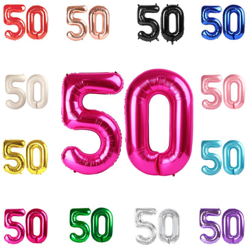 50 Balloon Number, Hot Pink Number 50Th Birthday Balloons 40 Inch, 50 Years Old Hot Pink Birthday Decorations For Men Women, 50T
