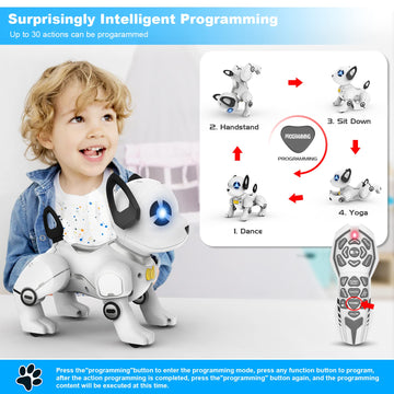 SUPIREO Remote Control Robot Dog Toy, Programmable Smart Interactive Robotic Pets, RC Stunt Robot Toys Dog Imitates Animals Musi