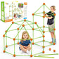 Fort Building Kit For Kids,Stem Construction Toys, Educational Gift For 3 4 5 6 7 8 9 10 11 12 Years Old Boys And Girls,Ultimate Creative Set For Indoor & Outdoors Activity,140 Pcs,Orange
