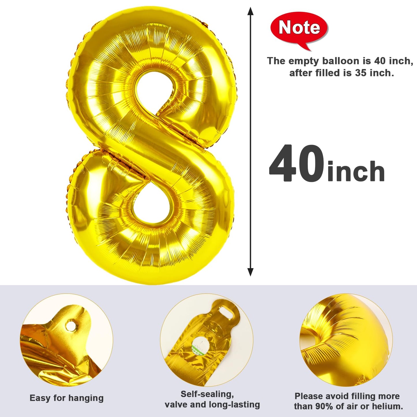 Gold 18 Balloon Numbers 40 Inch, 18Th Birthday Decorations For Boys Girls, Number 18 81 Balloons, Large Foil Mylar Balloons For
