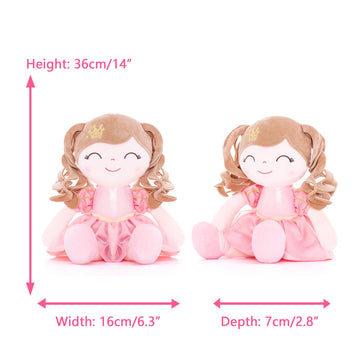 Gloveleya Dolls Baby Girl Gifts Soft Plush Doll Pink Crown Princess 14''